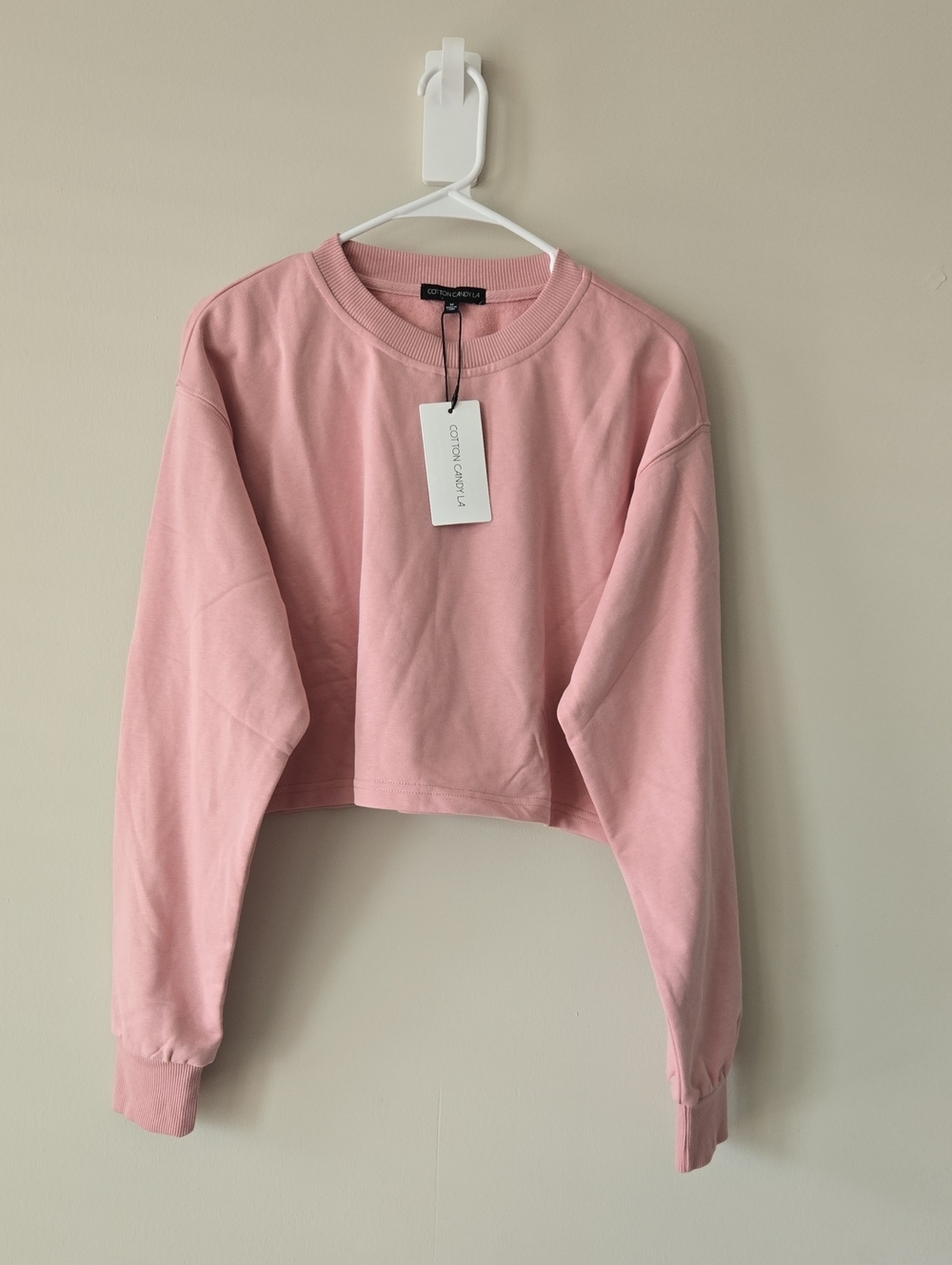 Cotton Candy Soft Pink Cropped Crewneck Sweatshirt